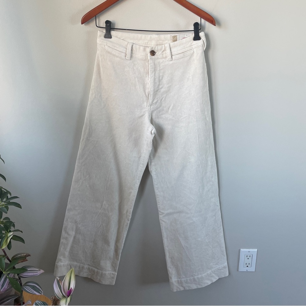 Gap Cream Corduroy Wide Leg High Rise Pants